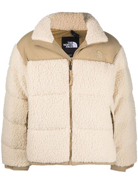 The North Face Sherpa Nuptse High Neck Puffer Jacket In Nude ModeSens