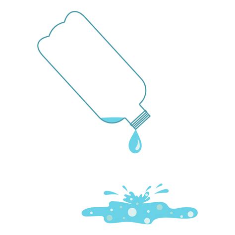 plastic bottle with water that spills out. Clean water clip art