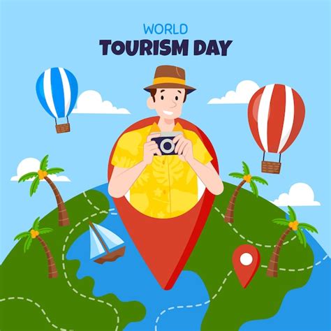 Ilustração plana para o dia mundial do turismo Vetor Premium