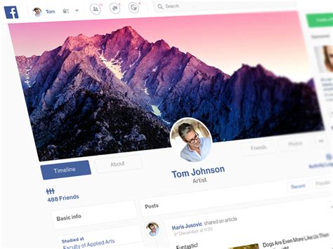 Facebook Profile Page by Jusa on Dribbble