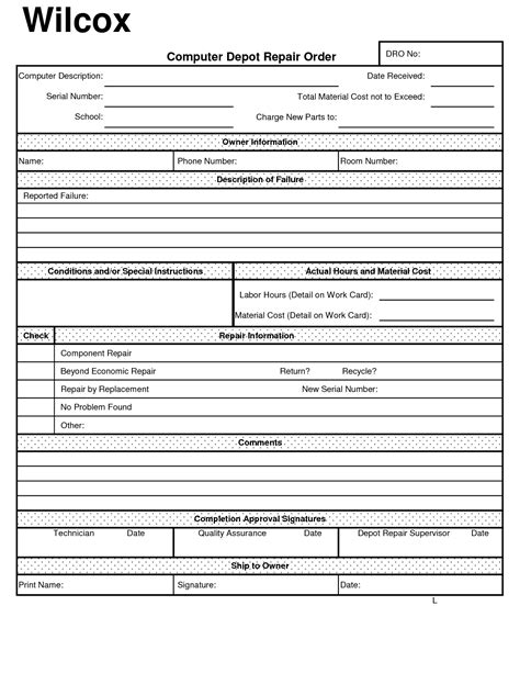 Computer Repair Forms - Free Printable Documents