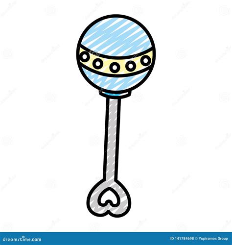 Doodle Baby Rattle Toy Play Object Stock Vector Illustration Of Flat