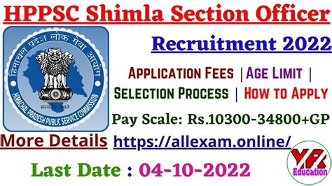 Hppsc Shimla Section Officer Recruitment Hppsc Shimla