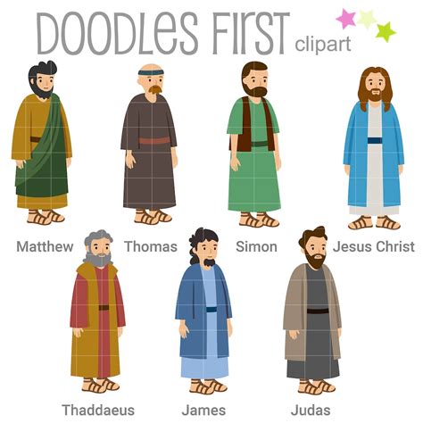 Jesus Christ and 6 of the 12 Disciples Digital Clip Art for ...