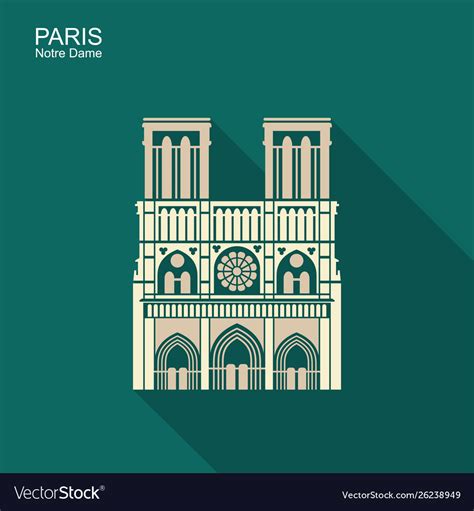 Notre Dame De Paris Cathedral France Icon Vector Image