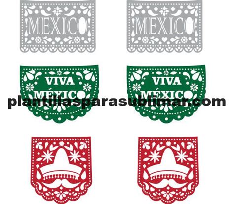 Papel Picado Viva Mexico Vector Plantillas Para Sublimar