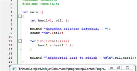 Contoh Program Sederhana Dengan Bahasa C Mencari Faktorial Bilangan