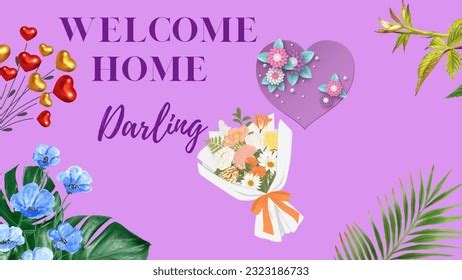 94 Welcome Home Purple Flower Banner Images, Stock Photos, 3D objects ...