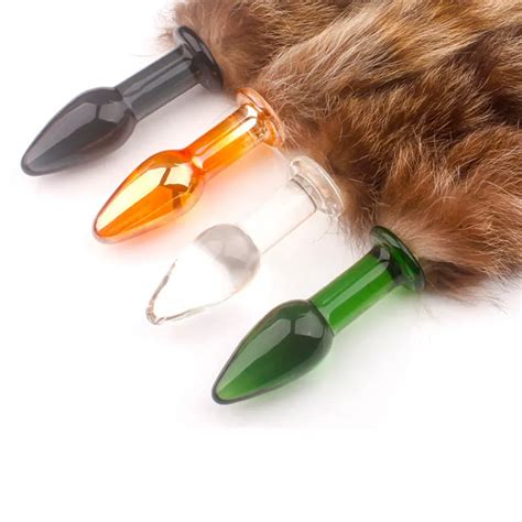 Small Vestibular Plug Rabbit Tail Four Color Glass Toys Sex Adult
