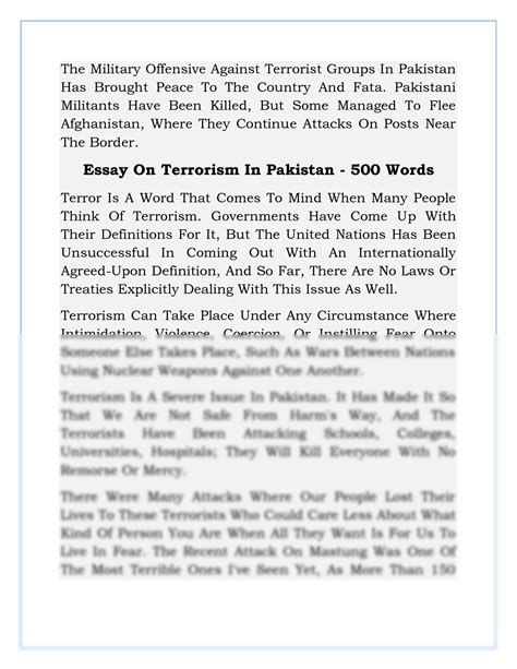 Solution Write Essay On Terrorism Studypool