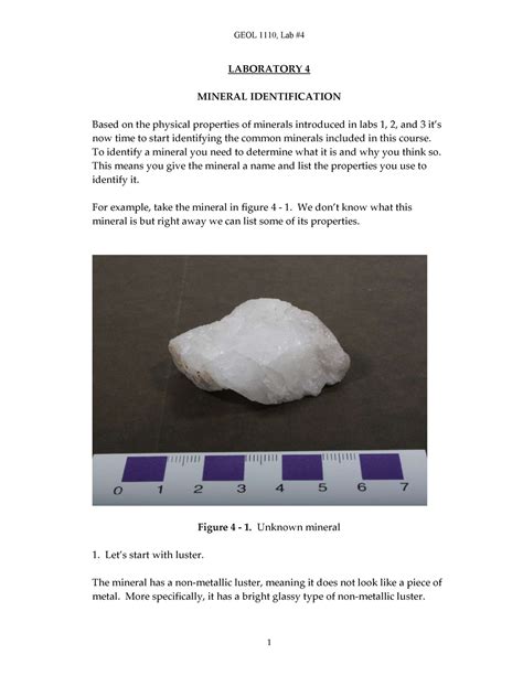 Geol Lab Mineral Identification Laboratory Mineral