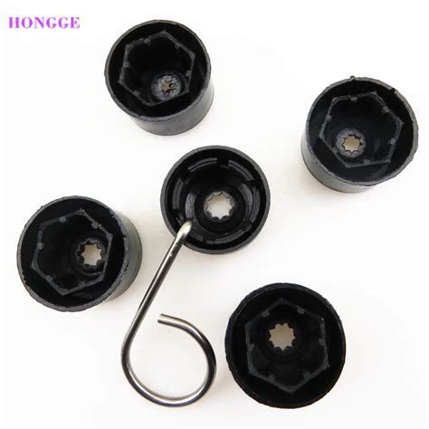 HONGGE Qty 5 Wheel Lug Nut Cover Anti Theft Caps For VW Jetta Golf