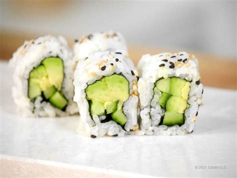 Homemade Recipe For Sushi Cucumber Avocado Roll Inside Out Roll 8pc