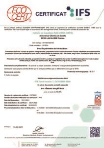 Certificat Ifs Food V Huilerie De Lapalisse Vf Exp