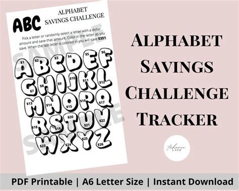 Abc Alphabet Savings Challenge Printable Instant Download Etsy In