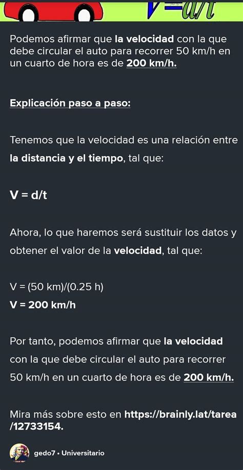 A Qu Velocidad Debe Circular Un Auto De Carreras Para Recorrer Km En