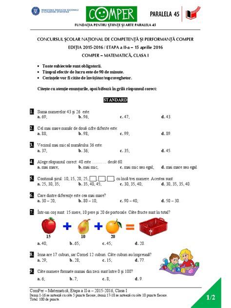 Comper Matematica Etapa Aiia 2015 2016 Clasa1 Subiect Concurs