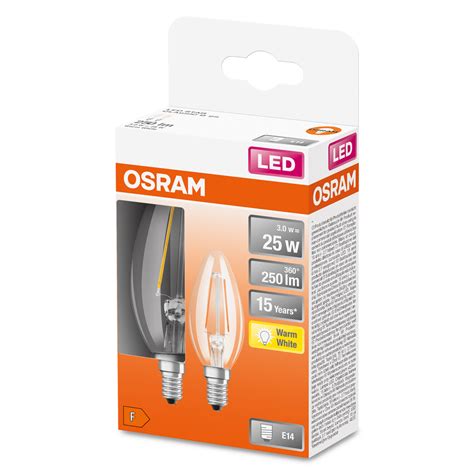 2er Pack Osram E14 Led Kerze 2 5w Warmweiß