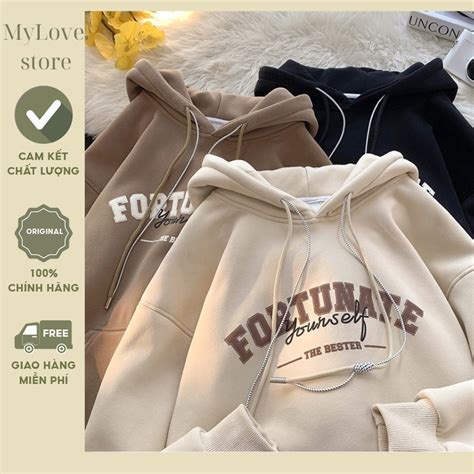 Áo Hoodie Nỉ Bông Form Áo Khoác Nỉ Hoodie Chữ FORTUNATE In Nổi Bật Hot Trend Shopee Việt Nam