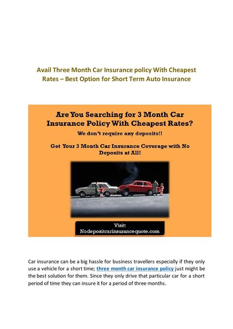 Three Month Car Insurance Policy by NoDepositCarInsuranceQuote - Issuu