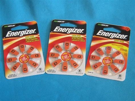 3 NIP ENERGIZER EZ TURN LOCK HEARING AID BATTERIES 8 PACK AZ13DP 8