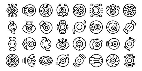 Eye Implants Icons Set Outline Vector Contact Lens Vector Art