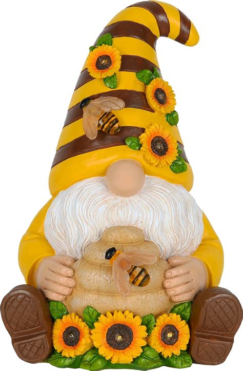 Amazon Mood Lab Garden Gnome Solar Sunflower Bee Gnome