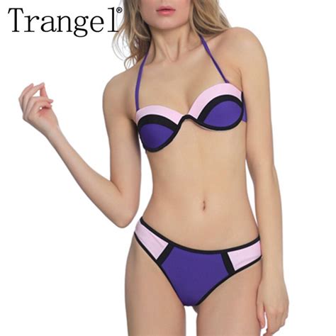 Trangel Bikini traje de baño Push Up mujeres Bikini set Tanga Patchwork