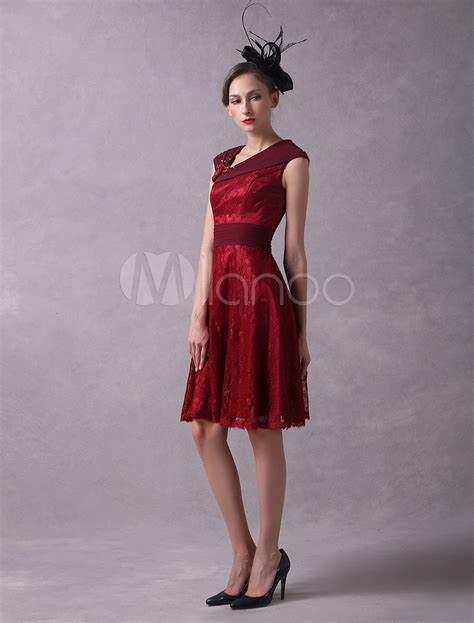 Wedding Guest Dresses Burgundy Lace Wedding Guest Dress Pleated