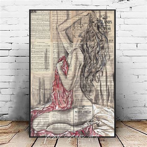 Nude Woman Art Sensual Bedroom Art Sexy Nude Wall Art PRINTABLE Erotic Art Sheet Music Art