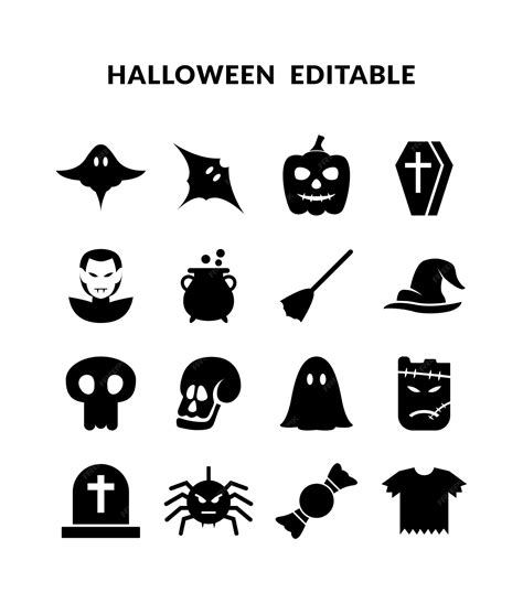 Conjunto De Iconos De Glifo De Halloween Editables De Icono De