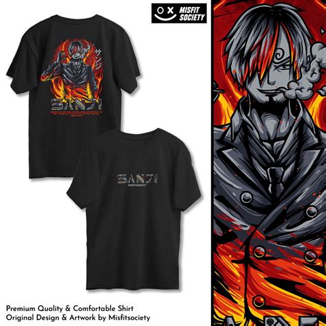 HITAM One Piece Vinsmoke Sanji Cultura Callejera Kuro Ashi No Camiseta