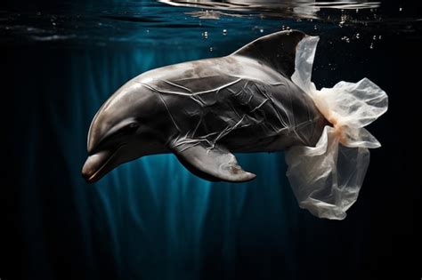Premium Photo | Dolphin and plastic bags in ocean