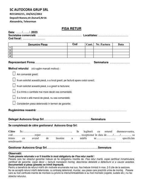 Fisa Retur Marfa Pdf