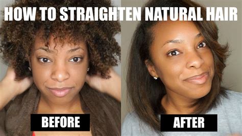 How To Straighten Natural Hair With One Heat Pass Wash Blow Dry And Flat Iron Youtube