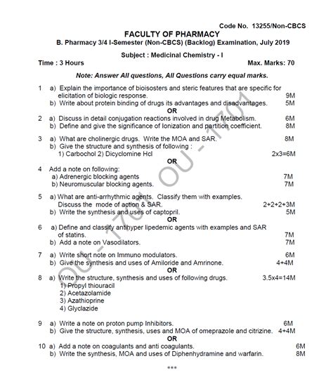 Osmania University B Pharmacy 3 4 I Semester NON CBCS Backlog