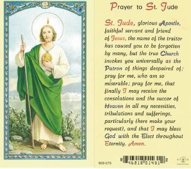 HOLY PICTURE CARD – ST JUDE (Laminated) - Di Marco International