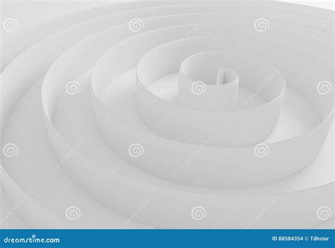 White Abstract Spiral Border Background 3d Illustration Stock
