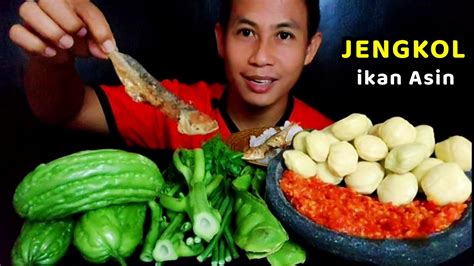 Lalap Jengkol Mukbang Lalapan Batang Pepaya Pare Pete Ikan Asin