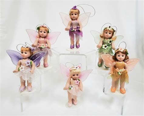 5 Porcelain Fairy Dolls With Stand And Ornament Hanger
