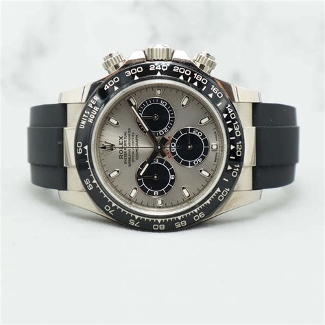 Rolex Daytona White Gold Oysterflex Ln Silver Dial