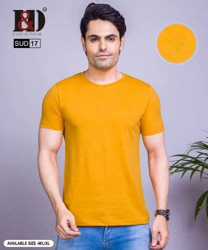 Cotton Super Biowash Multicolor I And D Men S Plain T Shirt Rn Hs At Rs