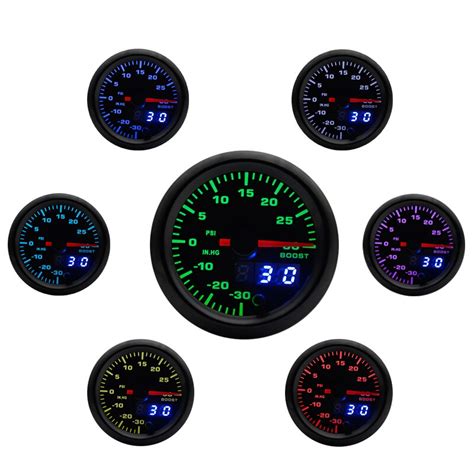 2 52mm 7 Colors LED Car Auto Turbo Boost Gauge PSI Meter Analog