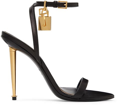 Tom Ford Black Padlock Pointy Naked Heeled Sandals Ssense Uk