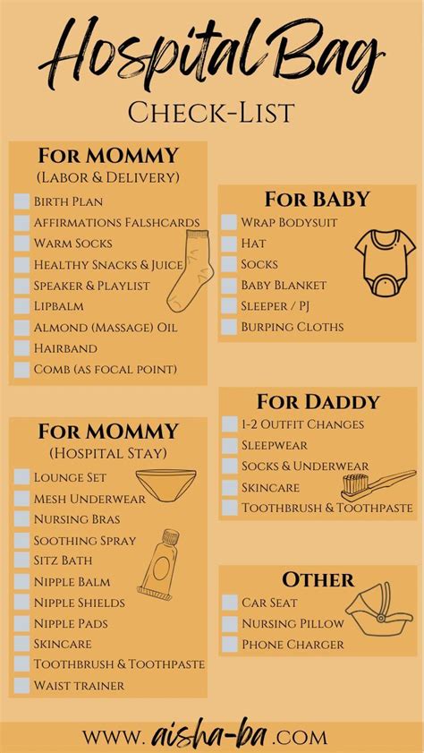 Hospital Bag Check List Baby Delivery Pregnancy Essentials Hospital Bag