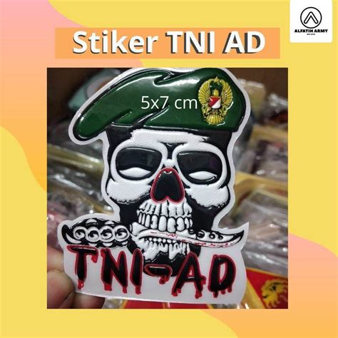 Alfatih Army Stiker Timbul Baret Tni Ad Tengkorak X Cm Motor Lazada