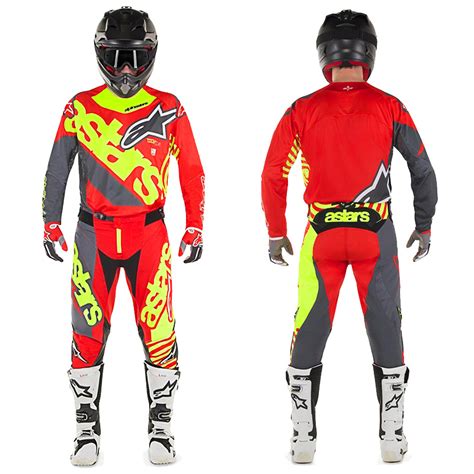 Tenue Cross Alpinestars Techstar Venom Rouge J Fluo Gris Fx Motors