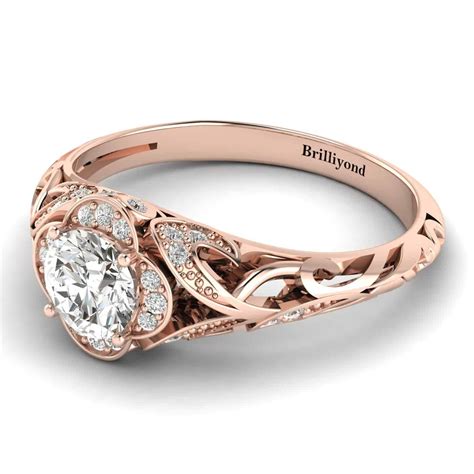 Rose Gold Diamond Country Road Vintage Engagement Ring