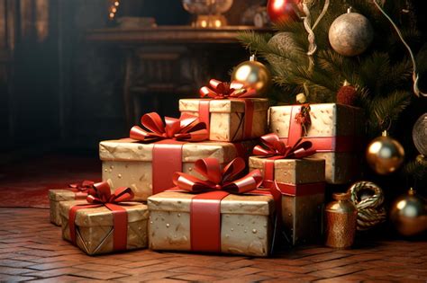 Premium Ai Image Christmas Gifts Background Wallpaper Ai Generated