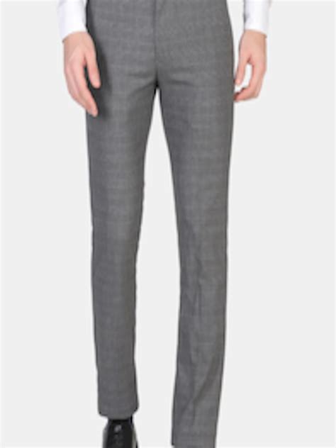 Buy Blackberrys Men Grey Checked Slim Fit Formal Trousers Trousers